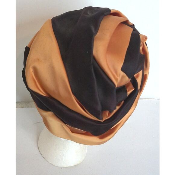 Vintage Satin Swirl Mod Turban Style Hat Cap Rhinestone Detail - Picture 5 of 15